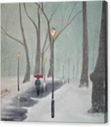 Snowfall In The Park Canvas Print