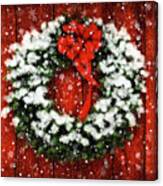 Snowy Christmas Wreath Canvas Print