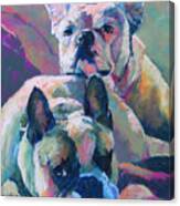 Snuggle Buds, English Bulldogs Canvas Print