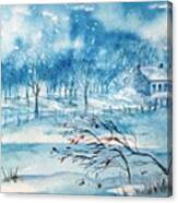 Softly Falling Woodland Snow Canvas Print