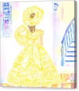 Southern Belle In Yellow Dress Canvas Print