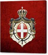 Sovereign Military Order Of Malta Coat Of Arms Over Red Velvet Canvas Print