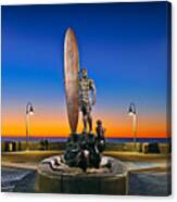 Spirit Of Imperial Beach Surfer Sculpture Canvas Print