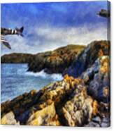 Spitfire On The Coast Canvas Print