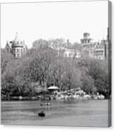 Spring Day In Central Park In Black And White Canvas Print