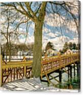 Spring Lake New Jersey Bridge In Snow Canvas Print