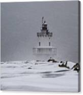 Spring Point Ledge Lighthouse Blizzard Canvas Print