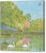 Spring Swans Congratulations Card Canvas Print