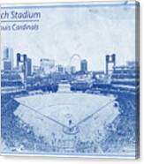 St. Louis Cardinals Busch Stadium Blueprint Names Canvas Print