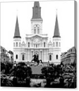 St Louis Cathedral On Jackson Square In The French Quarter New Orleans Conte Crayon Digital Art Canvas Print