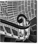 Staircase To The Plaza Black And White Canvas Print