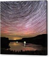 Star Trails And Aurora At Billy Chinook Canvas Print
