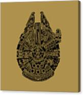 Star Wars Art - Millennium Falcon - Black Canvas Print