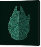 Star Wars Art - Millennium Falcon - Blue Green Canvas Print