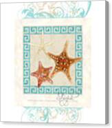 Starfish Greek Key Pattern W Swirls Canvas Print