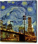 Starry Night Brooklyn Bridge Canvas Print