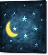 Stars And Moon Drawing With Chalk Canvas Print