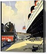 Steam Engine Locomotive And Steamliner Ship - Transatlantic - Paris, Le Havre, New York Canvas Print
