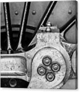 Steam Engine Wheel Bw Canvas Print