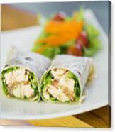 Steamed Salmon And Salad Wrap Canvas Print