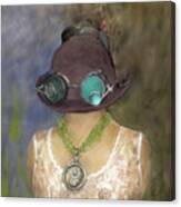 Steampunk Beauty With Hat And Goggles - Square Canvas Print