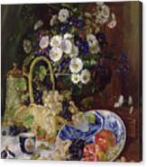 Still Life With Flowers And Fruit Canvas Print
