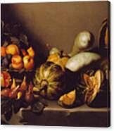 Still Life With Fruit On A Stone Ledge Canvas Print