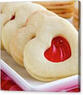 Strawberry Jam Filled Heart Cookies Canvas Print