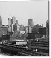 Passenger Train Cuts Through Chicago - 1962 Canvas Print