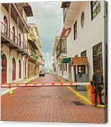 Street To Presidential Palace In Casco Viejo In Panama City Canvas Print
