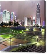 Stunning Night View Of The Famous Hong Kong Island Business Dist Canvas Print
