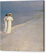 Summer Evening On The Skagen Southern Beach With Anna Ancher And Marie Kroyer Canvas Print