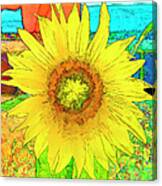 Sunflower With Koi Stain Glass Canvas Print