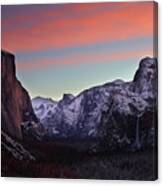 Sunrise Over Yosemite Valley In Winter Canvas Print