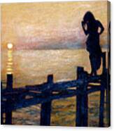 Sunset And Girl Canvas Print