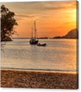 Sunset At Fellos In Andros Island - Greece Canvas Print