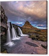 Sunset At Kirkjufellsfoss Canvas Print