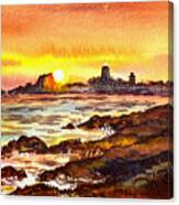 Sunset At Lighthouse Piedras Blancas Canvas Print
