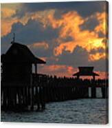 Sunset At The Naples Pier Canvas Print