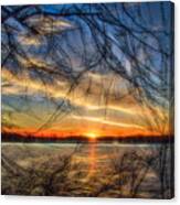 Sunset Framed By Branches Canvas Print