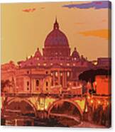 Sunset On Rome The Eternal City Canvas Print