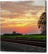 Sunset On The Tracks Canvas Print