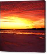 Sunset Over Frozen Lake Macatawa Canvas Print