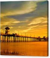 Sunset Over Huntington Beach Pier Canvas Print