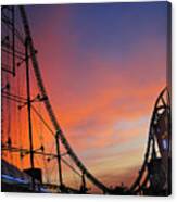 Sunset Over Roller Coaster Canvas Print