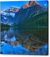 Sunset Reflections In Cavell Lake Canvas Print