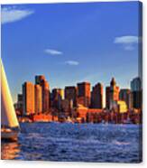 Sunset Sail On Boston Harbor Canvas Print