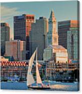 Sunset Sails On Boston Harbor Canvas Print