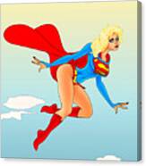 Supergirl Up In The Clouds Canvas Print