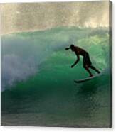 Surfer Surfing Blue Waves At Dumps Maui Hawaii Canvas Print